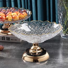 Plates European Light Luxury High-grade Glass Fruit Tray Home Living Room Coffee Table Crystal Candy Dessert Plate