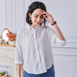 Women's Blouses French Women's 2023 Temperament Commuter Cardigan Solid Colour Pressure Crepe Lapel Office Shirt