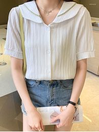 Women's Blouses White Shirt Women Tops And Bloues Double Layer Top 2023 Summer Elegant Woman Clothing Short Sleeve Shirts Femme Camisas