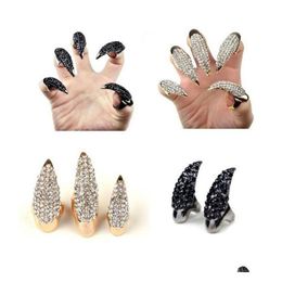Cluster Rings Retro Punk Talon Nail Decor Sharp Alloy Finger Claw Knuckle Set Vintage Style Performance Props Jewelry For Wo Dhgarden Dhelj