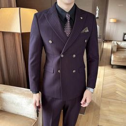 Men's Suits Men Blazers 2 Suit Set 3 Pieces Wedding Business Elegant Formal Vest Pants Full Coats Luxury Slim Fit Jackets