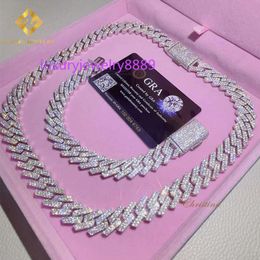 designer Jewellery necklace chains for men chain 15mm moissanite bracelet men silver cuban link chain pass diamond tester GRA VVS moissanite cuban necklaces jewelrys