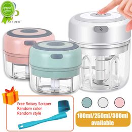New 100/250mL Mini Electric Garlic Chopper USB Charging Ginger Masher Machine Baby Food Maker Free Rotary Scraper Kitchen Tool DDJ