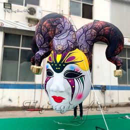 wholesale Halloween Decorative Hanging Inflatable Clown Head 2m/3m Personalized Air Blown Two-faced Medusa Mask Replica Balloon For Club And Bar Decoration