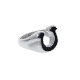 Mediaeval U-Shaped Crescent Horseshoe Shaped Titanium Steel Ring For Lucky Couples Fashion Light Luxury Charm Accessories