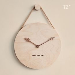 Wall Clocks Nordic Simple Wooden Clock Modern Home Decoration Kitchen Wood Hanging Non Ticking Creative Minimalist