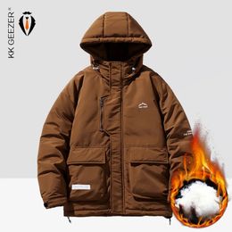 Mens Down Parkas Winter Jackets Men Hooded Warm Cotton Coats Trench Autumn Oversize Windbreak Flannel Loose Pocket Male Waterproof Padded 231110