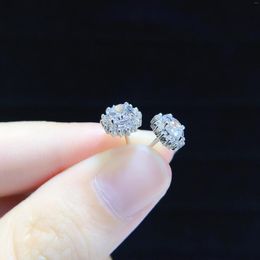 Stud Earrings Excellent 0.5/1 Carat 5.0-6.5mm D VVS1 Moissanite Engagement Real 18K White Gold Wedding Jewellery