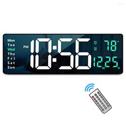 Wall Clocks Digital Clock Large Display Modern LED With Remote Control For Room Decor Green