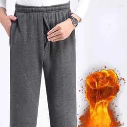 Men's Pants 2023 Winter Fashion Thicken Warm Casual Male Solid Colour Cashmere Men High Waist Straight Sweatpants L120