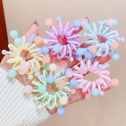 Cute Colorful Round Bead Telephone Lone Hair Bands For Girls Ponytail Holder High Elastic Hair Tie Kids Lovely Hair Accessories