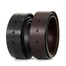 Belts No Buckle Genuine Leather High Quality Without Pure Cowhide Belt Strap 3.3CM 3.8cm Round Hole