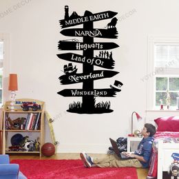 Wall Stickers Decorative Wall Decal Vinyl Wall Decal Storey Book Logo Fan Movie Ring King Nania Peter Pan Typesetting WZ129 230410