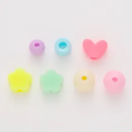 Charms SHUNLEQIAN Cute Romantic 90pcs Resin Love Heart Flowers Cylinder Figure Spacing Beads Fit DIY For Handmade