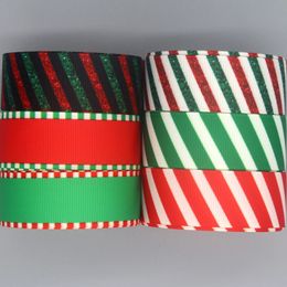 Gift Wrap DHK 50yards Christmas Red Green Printed Grosgrain Ribbon Accessories Material Headwear Decoration DIY Sewing Craft S2258 231109