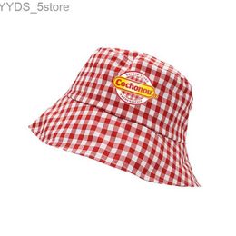 Wide Brim Hats Bucket Hats Beautiful Cochonou Bob Hats Red Plaid Bucket Hats for Men Women Unisex Breathable Outdoor Sun Hat Panama Caps Fisherman Hats YQ231110