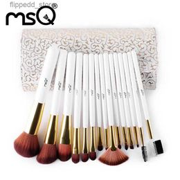 Makeup Brushes MSQ Roman style 15pcs Makeup Brushes Set High Quality Soft Hair professional Cosmetic Tool full kit with PU Leather Case makeup Q231110