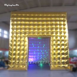 5m luxurious Party Booth Golden Inflatable Tent Airblown Cubic Marquee House for Wedding Event