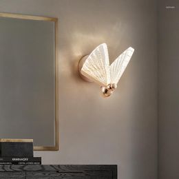 Wall Lamp 2023 Butterfly Light Luxury Modern Simple Creative Nordic El Bedroom TV LED Three-color