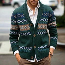 Men's Sweaters Amazon Autumn/Winter Knitted Cardigan Polo Long Sleeve Jacquard Sweater Coat