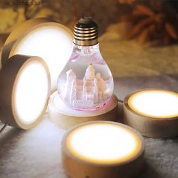 Night Lights Usb Plug Wooden Led Lamp Holder Round Display Stand Lamp Holder Crystal Art Ornament Luminous Base Ambient Lamp Night Light R231110