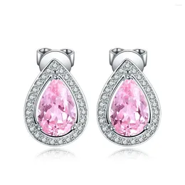 Stud Earrings Pendientes Mujer 925 Silver Lab Grown Morganite For Women Pink Jewelry
