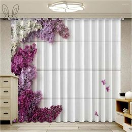 Curtain 3D Wooden Florals Windows Curtains For Living Room Bedroom Decorative Kitchen Drapes Window Ultra-thin Micro Shading