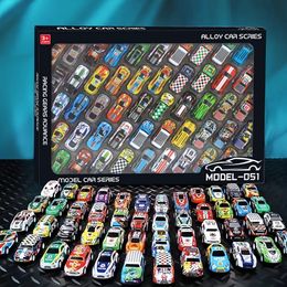 Aircraft Modle 50PCS 3 inch Toys Set Friction Power Alloy Casting Mini Race car with Play Mat Metal toys for Toddler 4 231109