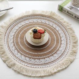 Table Cloth 5pcs Woven Placemat Linen Home Decorative Mat For All Season Dining Room Decor