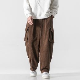 Men's Pants Spring casual men's pants Korean version Corduroy solid Colours Overalls Street wide leg pants trend large size all matching pants 230410