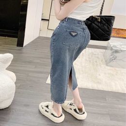 2023 New designer womens t shirt high-end Shirt Family 23 Split Denim Skirt 2023 Style Recommended Pair with Wear to Save Your Heart