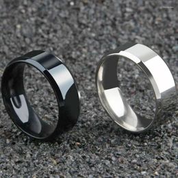 Cluster Rings 1 Pcs Fashion Black Couple Ring Simple Glossy Proposal For Men Women Stainless Steel Wedding Jewellery Wide 8mm