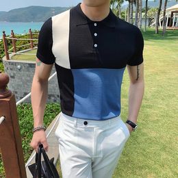Men's Polos 2023 Brand Clothing British Style Casual POLO Shirt/High Quality For Men Slim Fit Knitting Shirts/Plus Size S-3XL
