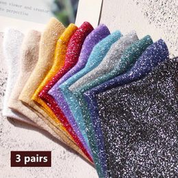 Women Socks 3 Pairs High Quality Fashion Filigree Sexy Spring Autumn Glitter Candy-colored Korean Style