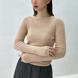 Women's Sweaters 2023 Woolen Stretch Sweater Slimming Fit Women Half Turtleneck Machine Washable Merino Cashmere For Autumn Winter