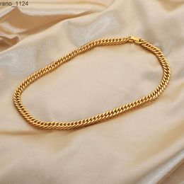 Fashion Jewellery PVD Gold Plated Chunky Cuban Chain Choker Tarnish Free Statement Stainless Steel Necklace for Women