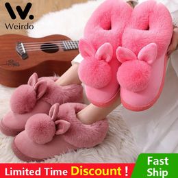 House 765 Shoes Fluffy Women Girls Winter Warm Cute Rabbit Ears Female Furry Plush Slippers Indoor Casual Ladies Snow Boots 231109