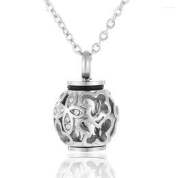 Pendant Necklaces Lantern Design Stainless Steel Cremation Urn Necklace Memorial Urns Inlay Tube Hold Ashes