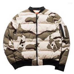 Men's Down 2023 Arrival Thick Parka Collar Camouflage Male Short Clothing Pattern Cotton Stand Print Zipper Casual Winter Jacket Men