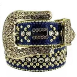 Luxury Designer Belt Simon for Shiny Diamond Belt Black on Blue White Multicolour with Bling Rhinestones As Gift 20xx