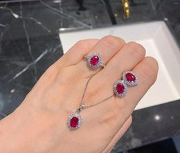 Necklace Earrings Set Jewelry Manufacturers Supply European And American Simulation Red Vintage Rings Pendants Necklaces Women's