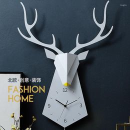 Wall Clocks Animal Cute Clock Creative Cartoon Art Minimalist Nordic Metal Silent Orologi Da Parete Supplies DE50ZB