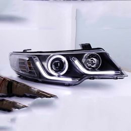 Car LED Headlight Assembly Dynamic Streamer Turn Signal For Kia Freddy 09-13 Daytime Running Light Xenon Lamp Angel Eye Front Lights