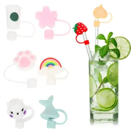Disposable Cups Straws 8 Pcs Straw Cap Supplies Adorable Cover Plugs Coffee Anti-dust Glass Cup Accessories Top Hat Covers Caps Toppers