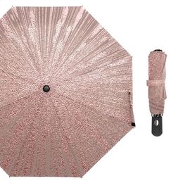 Umbrellas Stylish Metallic Glossy Texture Automatic Umbrella Rain Women Sun Protection Three Folding Umbrella Parasol Portable Parapluie 231109