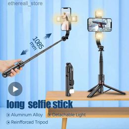 Selfie Monopods Phone Selfie Stick With Tripod Light Ring Led Lamp For Mobile Cell Holder Stand Smartphone Monopod Bluetooth Telescopic Pole Pau Q231110