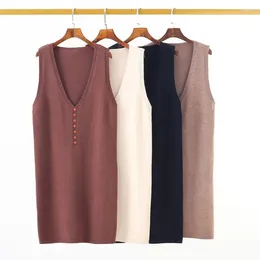 Women's Vests Knitted Drees Sweater Tank Top Sleeveless Jacket Wool Blend V-neck Pullover Autumn And Winter Fashion X216