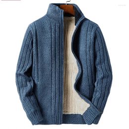 Men's Sweaters Lamb Cashmere Winter Men Knitted Black Cotton Polyester Thicken Warm Cardigan Male 2023