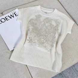 2023 New designer womens t shirt high-end Summer 2023 Temperament Heavy Work Embroidery Gold Thread Five Point Star Knit Shirt Tank Top Women