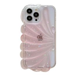 3D Steroscopic Glitter Transparent Phone Case For iphone 14 Plus 13 11 12 Pro Max Luxury Clear Protective Cover Shockproof Anti-Fall
